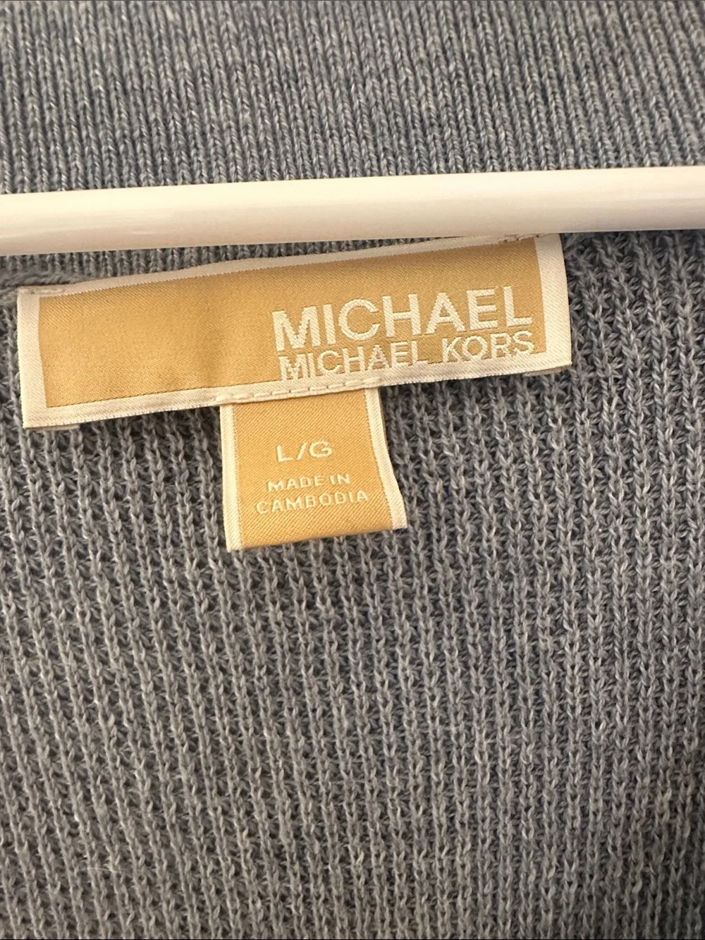Michael Kors Light Gray V-Neck Waffle Knit Sweater